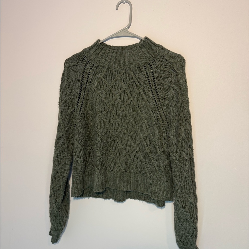 Green Knitted Cropped Sweater
